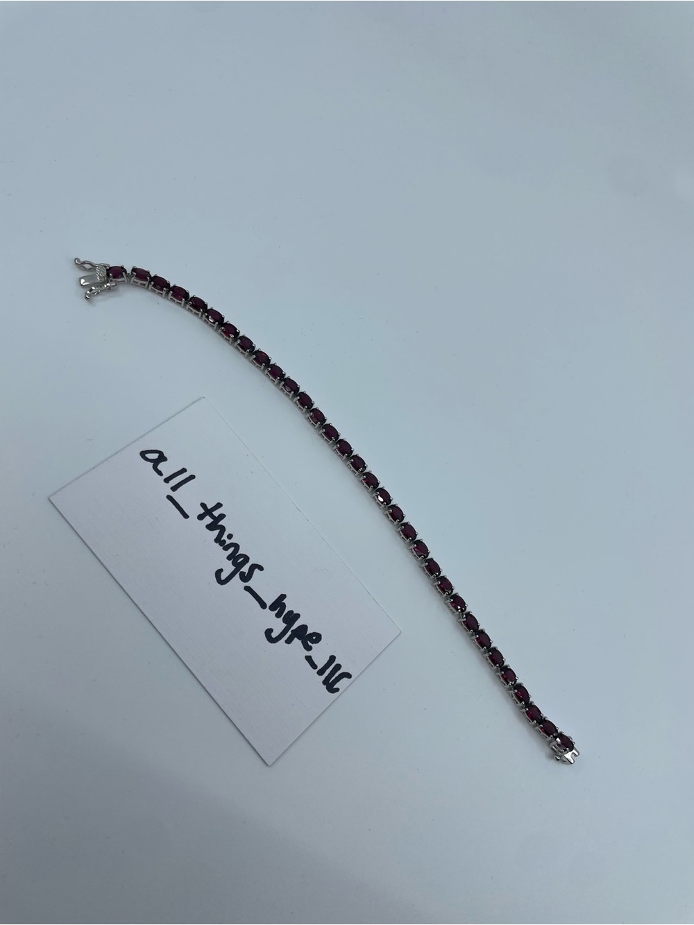 Rhodolite Garnet Tennis Bracelet Platinum Plated Sterling Silver 8” 18.56 Ctw
